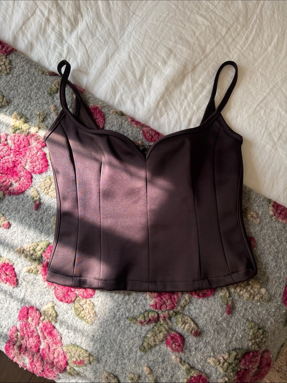 Paris Georgia Chocolate Brown Heart Silky Top XS